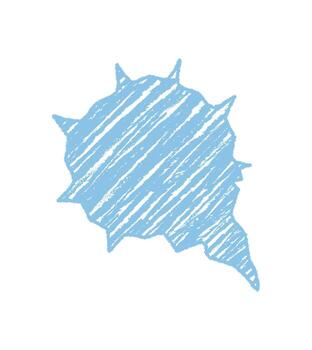 Blue crayon squiggle forms an organic speech balloon in playful sketch style. Scribble outline adds a diagonal chat element, bringing bubble and talk concepts to conversation and graphic design vector