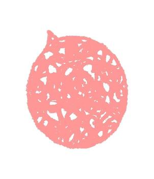 Pink chalk speech bubble sketch with a circle icon style. This fluid balloon creates a conversation or chat message, perfect for talk, dialogue or communication symbol in playful designs. vector