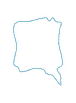 Hand drawn squiggle speech balloon outline in blue crayon style. Playful chat bubble and round textbox for conversation, talk or message. Unique icon for child communication, blank and simple. vector