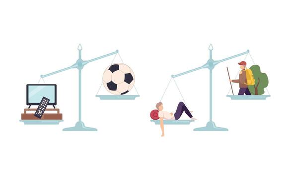 Outbalanced Scales with Different Things of Value Comparison Set. vector