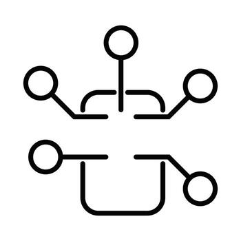 Minimalist abstract icon depicting a complex network, system flowchart, and organizational structure. vector