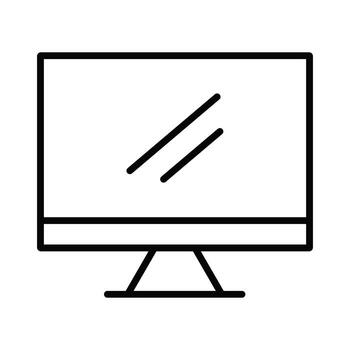 sencillo línea Arte icono de un escritorio computadora monitor. oficina tecnología y hardware símbolo. vector
