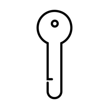 Simple line art icon of a key. Symbol for security, access, and solutions. vector