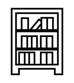 sencillo línea Arte icono de un estante para libros lleno con libros. símbolo para biblioteca, educación, y conocimiento. vector