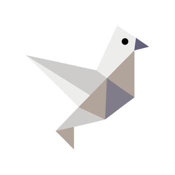 Geometric origami dove in flight with clean lines and a minimalist aesthetic on a white background vector