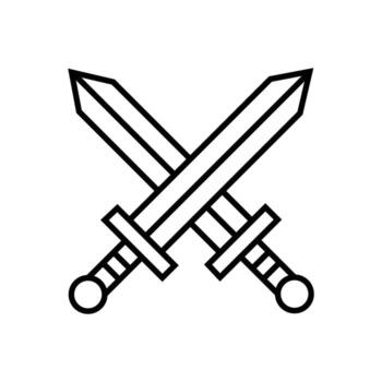 Two crossed swords show a simple bold outline against the white background vector