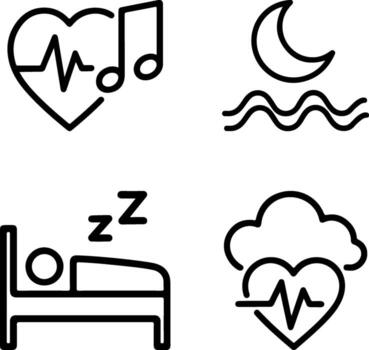 Set of line icons for biometric health and wellness monitoring vector