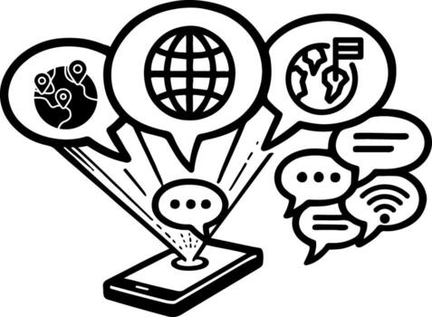 Multidimensional conversation icons for global communication and networking vector
