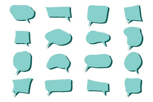 chatting new cloud Set of hand drawn speech bubble Blank empty message box Textbox frame for banners, price tags, stickers, design vector