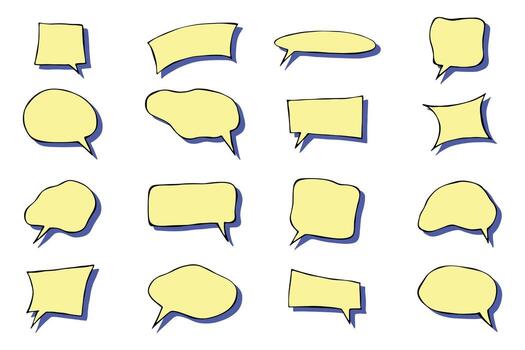 Set of hand drawn speech bubble Blank empty message box Textbox frame for banners, price tags, stickers, design dream new balloon vector