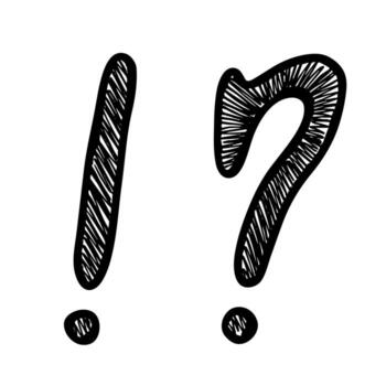 warning signal Hand drawn exclamation mark and question mark clipart Single element for design vector