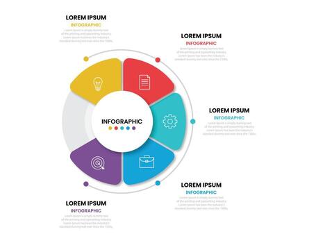 Business visualization infographic circle design template with 5 options, steps or processes. Business presentation. vector