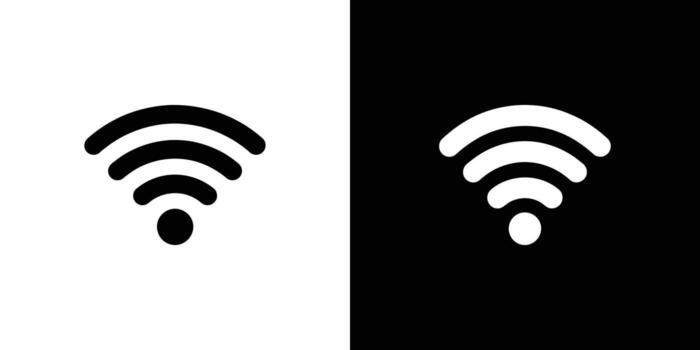 Black and White Wifi Signal Icon Design with Contrasting Backgrounds on Split Screen vector