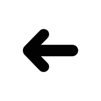 Black Arrow Pointing Left on White Background, Rounded Corners, Minimalist Design vector
