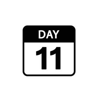 Black Calendar Icon Displaying Day 11 on Transparent Background Symbolizing Date vector