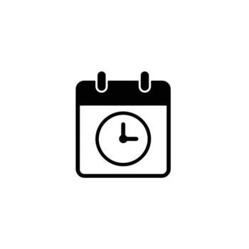 Black Calendar Icon Showing Time, Appointment Reminder, Event Scheduling and Date Tracking Design vector
