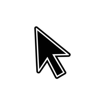 Black Computer Cursor with White Outline Pointing Upward on White Background Icon vector