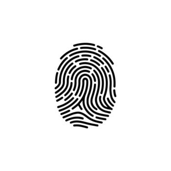 Black Fingerprint Authentication, Security, and Biometric Identification Symbol on White Background vector