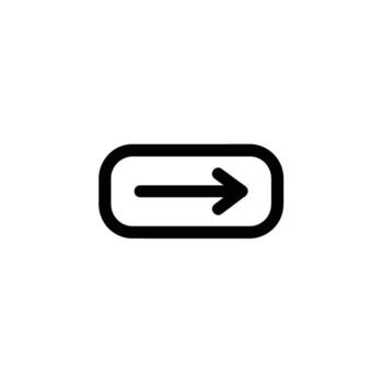 Black Outline Right Arrow Inside Rounded Rectangle Shape On White Background vector