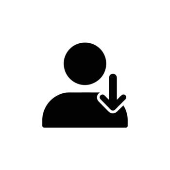Black User Icon with Down Arrow Download User Profile Element vector