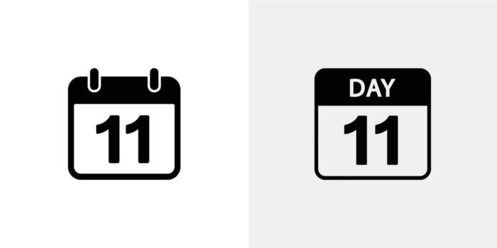 Calendar Day 11 Icon with White Numbers on Transparent Background Simple Symbol vector