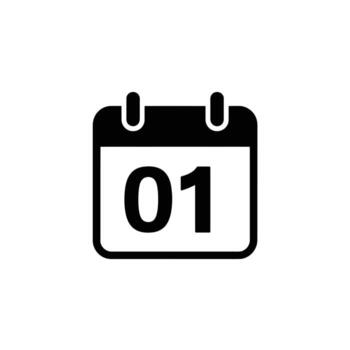 Calendar Icon Displaying Number One with Rounded Corners on Transparent Background vector