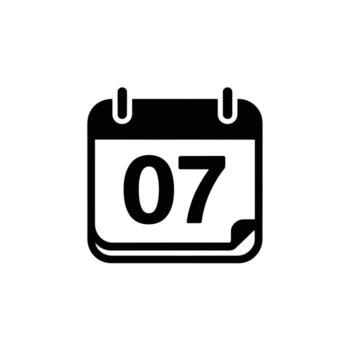 Calendar Icon Featuring Day Number 07 in Bold Isolated on Transparent BG vector