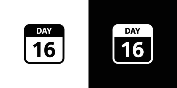 Calendar Icon Showing Day 16 in Black and White, Representing Date or Schedule vector