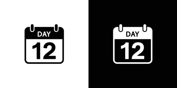 Calendar Icon With Day 12 Date Displayed on Both White and Transparent Backgrounds vector