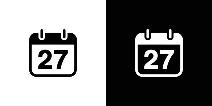 Calendar Icon with Number 27 Isolated on White and Black Split Background vector