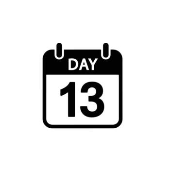 Calendar icon with rounded edges displaying the 13th day on white background vector
