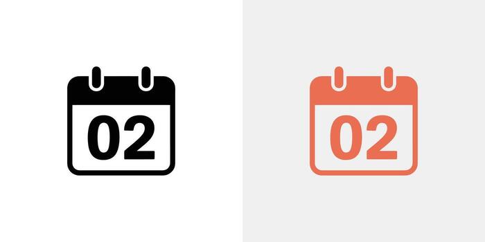 Calendar Icons Set with Date 02 Black and Orange on a Neutral Background vector