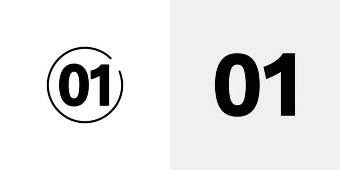 Comparing Number One Circle and Simple Digit Styles on a Split Background vector