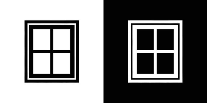 Contrasting window pane icons in black and white, split background design vector