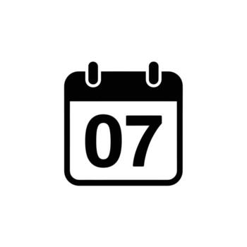 Date 07 Calendar Icon On Transparent Background Simple Style vector