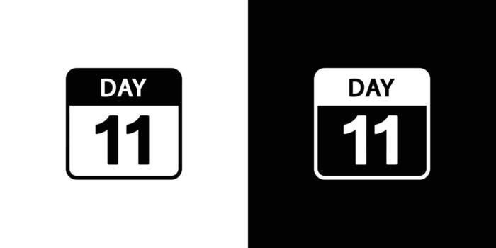 Day 11 Calendar Icon on Isolated White and Black Backgrounds Simple Design vector