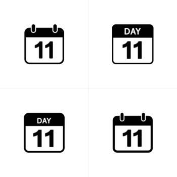 Day 11 Eleventh Date Block Sign Black Simple Calendar Isolated on White Background vector