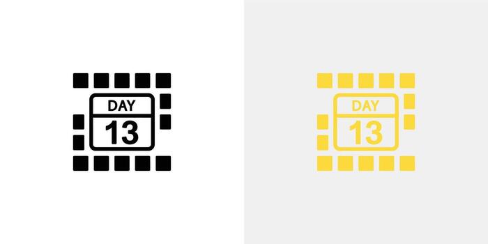 Day 13 Calendar Icon with Transparent Background, Squares Border, Design vector