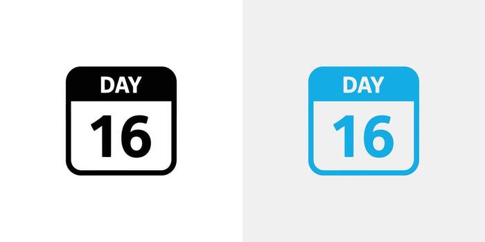Day 16 Calendar Icons in Black and Blue Graphics for Scheduling and Planning vector