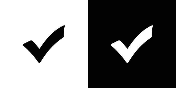 Dual Check Marks on Split Black and White Background Approval and Validation vector