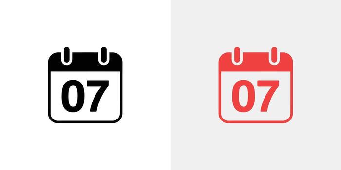 Dual Date Icon with 07 Day Isolated on White Background vector