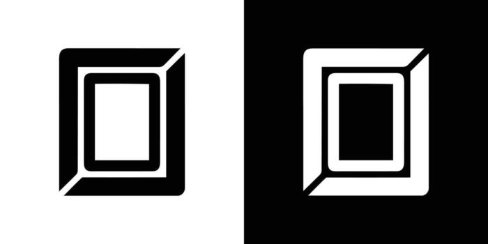 Dual Square Frame Icons Black and White Geometric Shapes with Rounded Corners vector