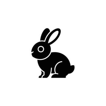 Elegant Black Rabbit Icon on White Background Featuring Stylized, Simplified Shape vector