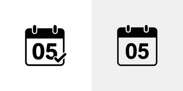 Fifth Day Calendar Icon With Check Mark Symbol on Transparent Background vector