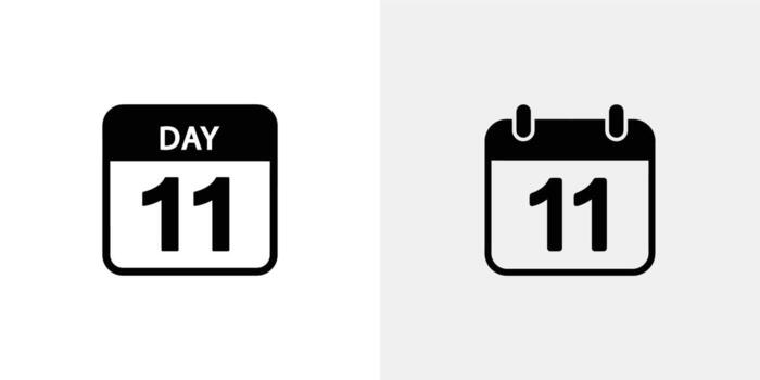 Flat Calendar Icon Symbol Day 11 on Transparent Background vector