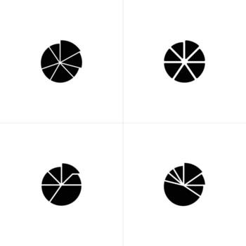 cuatro diferente negro tarta gráfico ilustraciones en un blanco antecedentes para datos representación vector