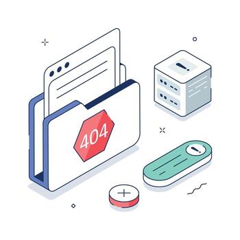 Isometric illustration of 403 forbidden page showing access denied warning. vector