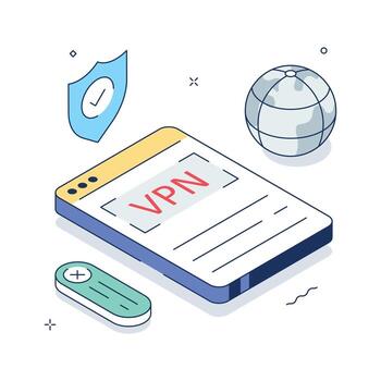 Isometric VPN connection error illustration representing online security and privacy. vector