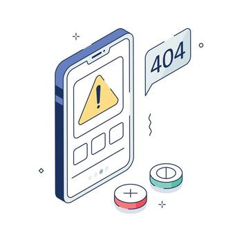 Get this amazing isometric illustration of application error vector