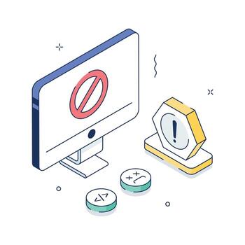 Access denied or restricted page error for website, concept isometric illustration vector